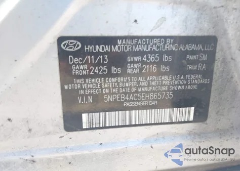 2014 Hyundai Sonata Gls из США, поврежденный, VIN 5NPEB4AC5EH865735